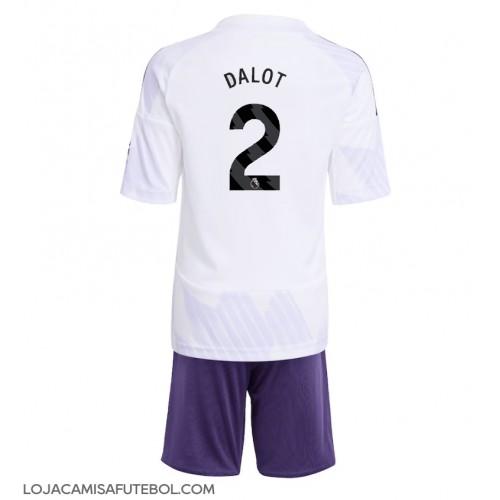 Camisa de Futebol Manchester United Diogo Dalot #2 Equipamento Secundário Infantil 2025-26 Manga Curta (+ Calças curtas)